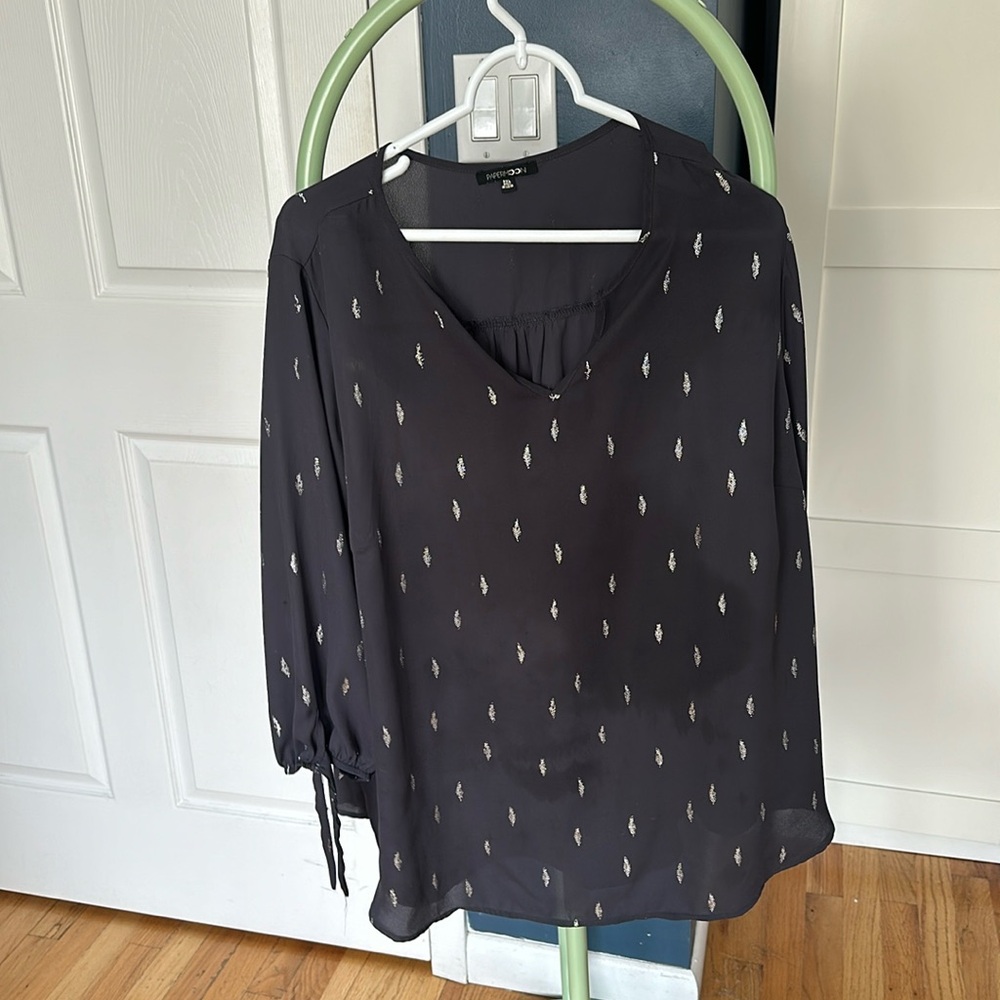 Papermoon blouse - grey with silver foil detail